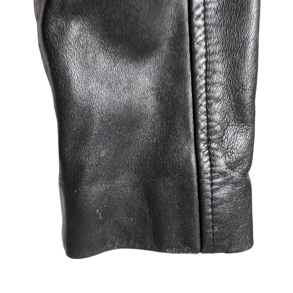 Slate & Willow Classic Black Leather Moto Biker Jacket Size Small - Picture 10 of 13